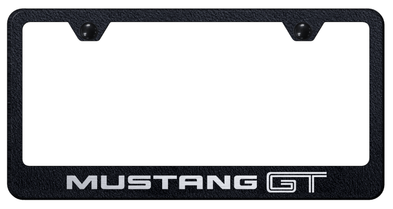 Auto Gold Mustang GT Standard Frame Laser Etched on Black - Click Image to Close